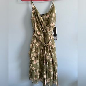Green floral mini dress